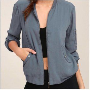 Lulus Orion Slate Blue Bomber Jacket (M)
